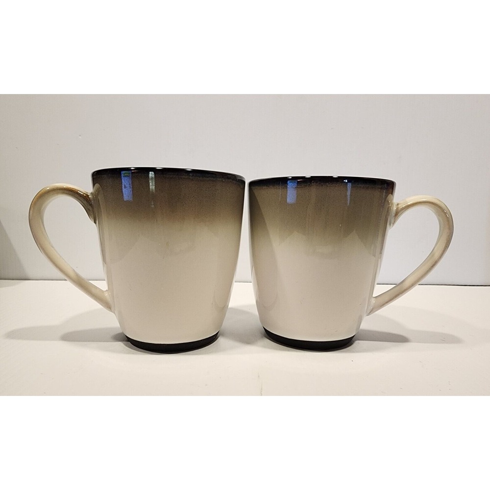Sango Nova Black   12 oz Ceramic Coffee Mug Tea Cup  (2)‎